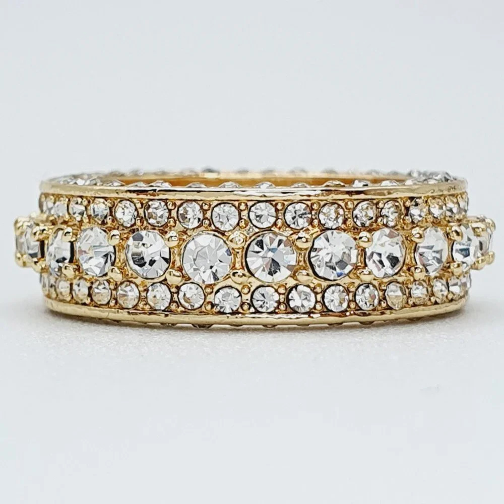 🔥Eternity Band 18K Gold Plated Cubic Zircon Engagement Rings forWomen,UNVN12364 - Picture 7 of 15